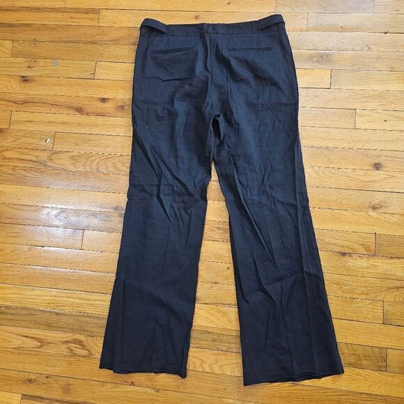 Theory Women's Black Linen Flared Preppy Beach Pants Size 10 - Picture 4 of 9